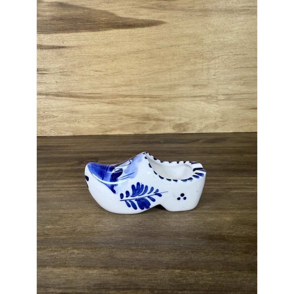 Hand Painted Delft Blue Ceramic Dutch Clog‎ Shoe Miniature Holland Style 4"